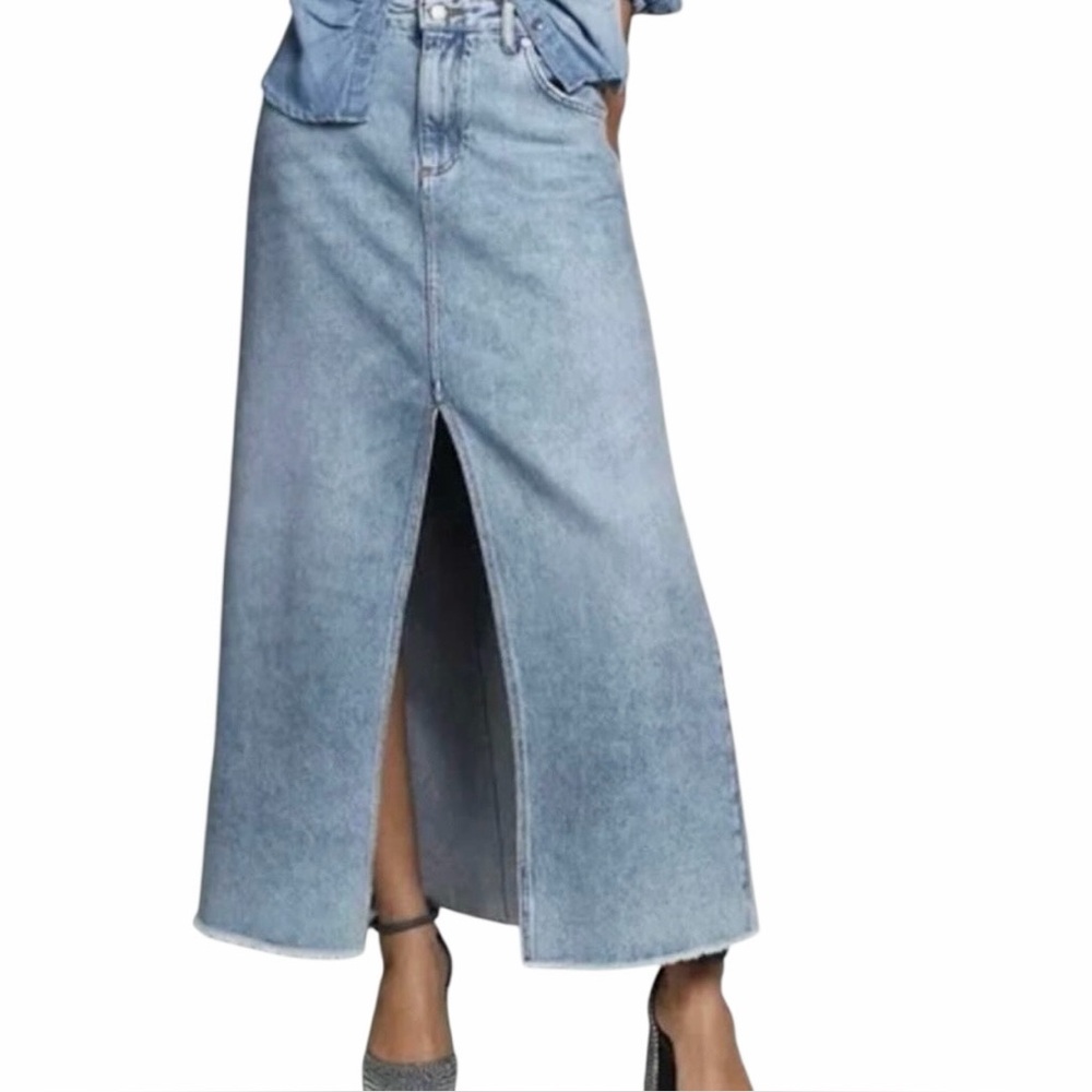 Pilcro Madi Front-Slit Denim Maxi Skirt Color- Denim Light Size 8